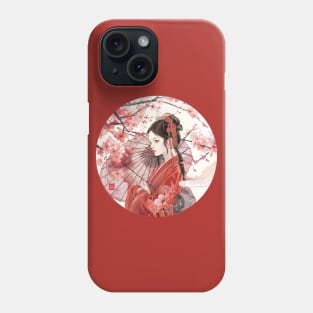 Traditional Japanese Woman With A Wagasa Phone Case