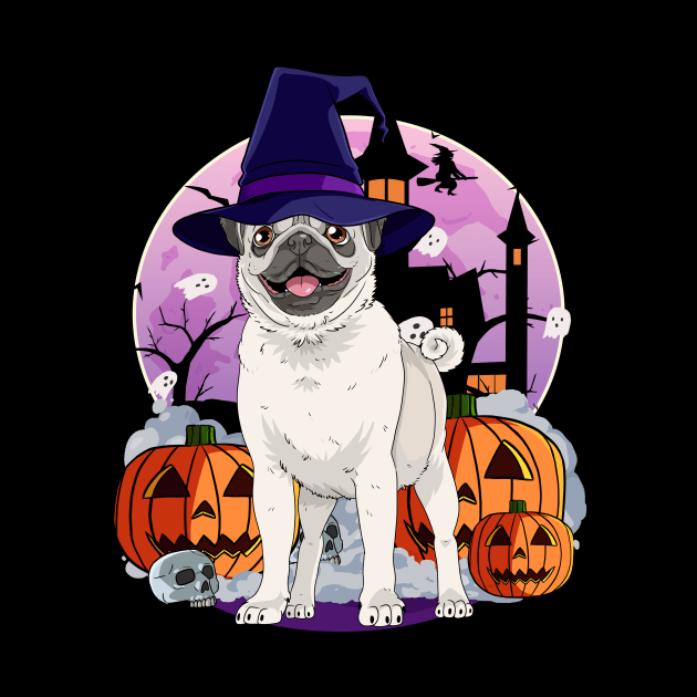 Pug Witch Halloween Pumpkin Ghost by Noseking