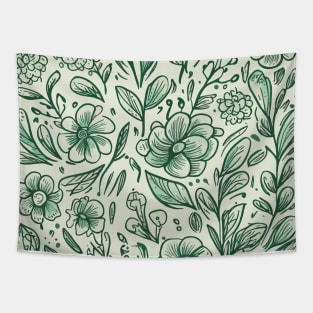 Floral Pattern Hand Drawn Sketch: Hand-Drawn Blossom Art Tapestry