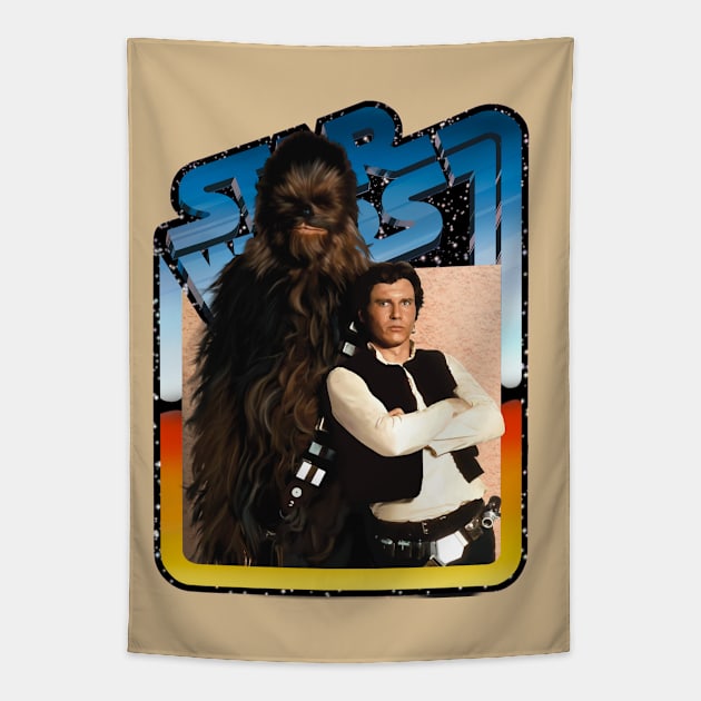 Smugglers (black starfield, desert border) Tapestry by Art And Soul