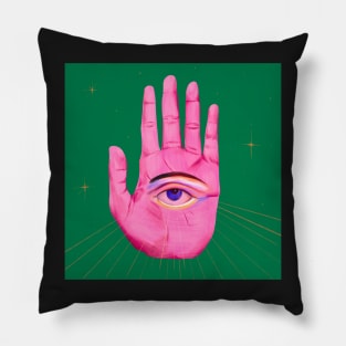 Psychedelic evil eye in pink Pillow