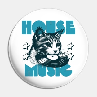 HOUSE MUSIC  - Cat bites Vinyl (Blue) Pin