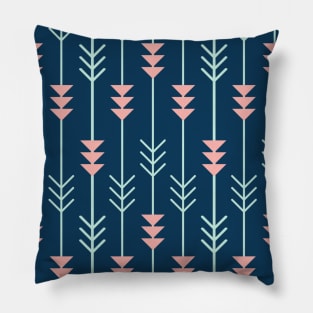 Blue Boho Arrow Pattern Minimalistic Pillow