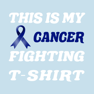 Colon Cancer Dark Blue Ribbon Fighting T-Shirt