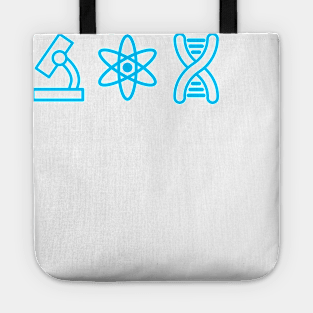 Neon Blue Science Icons T-Shirt Tote