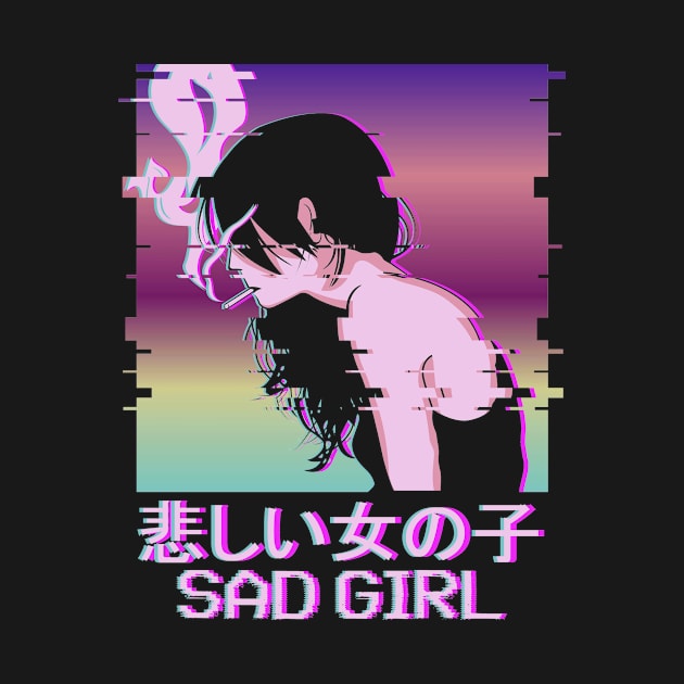 Sad Girl Vaporwave Aesthetic Anime Girl Gift by Alex21