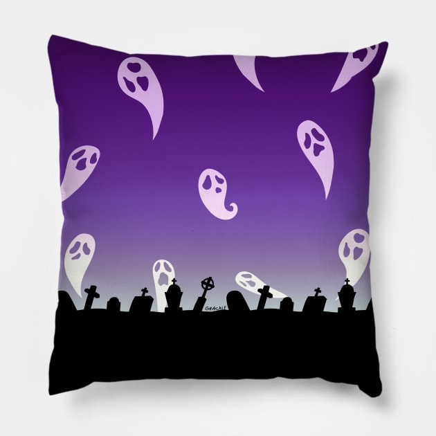 Haunted Cemetery Pillow by Jan Grackle