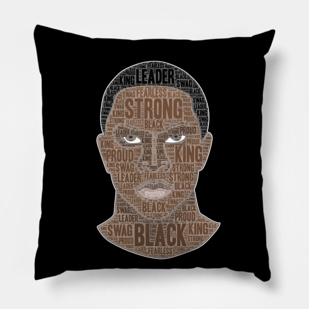 Strong Black King Word Art Pillow by blackartmattersshop