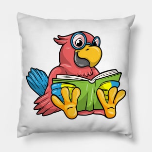 Parrot as Nerd with Glasses and Book Pillow