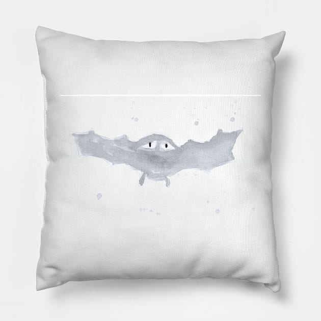 bat, cute, holiday, Halloween, illustration, watercolor, festive, good mood, autumn, autumn Pillow by grafinya