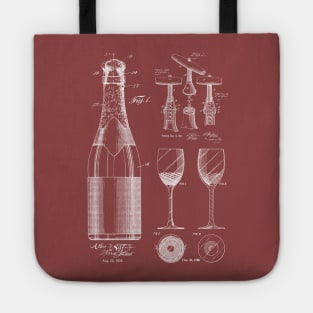 Wine Lover Patent Image, Wine Bottle, Glass and Corkscrew Tote