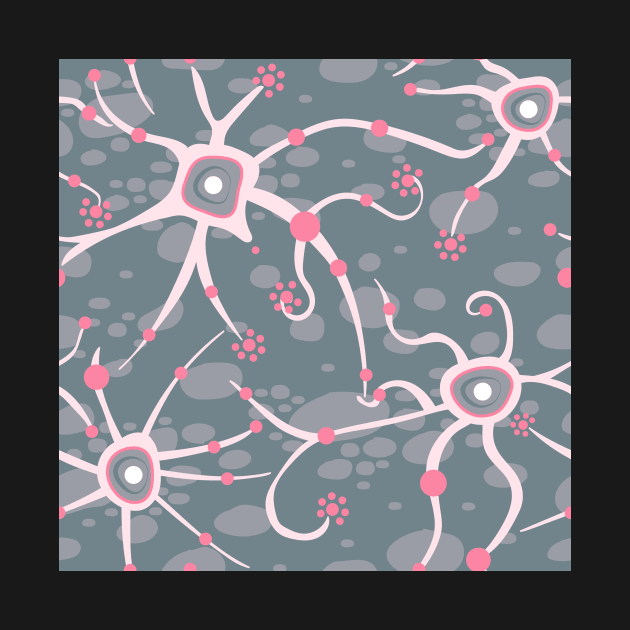 neural network - pattern silver gray and rosé by colorofmagic