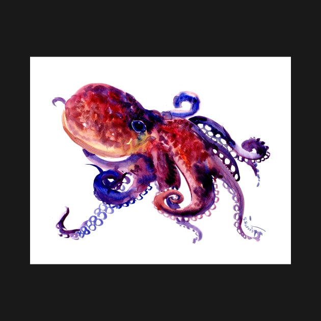 Octopus, Red Purple Ocotpus Artwork by surenart