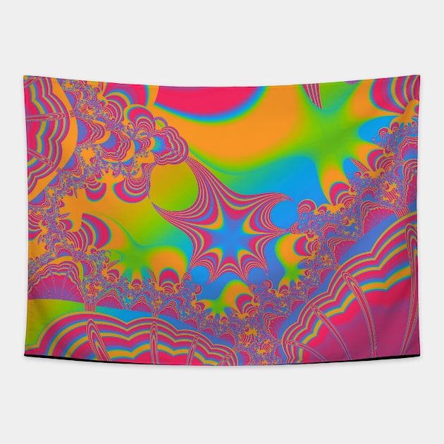 Panromantic Pride Shining Metallic Fractal Design Tapestry by VernenInk