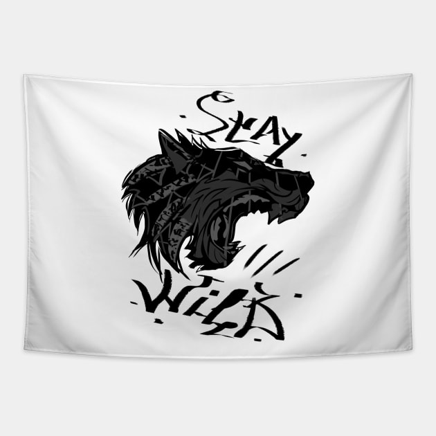 Stay Wild Wolfy Tapestry by CB_design