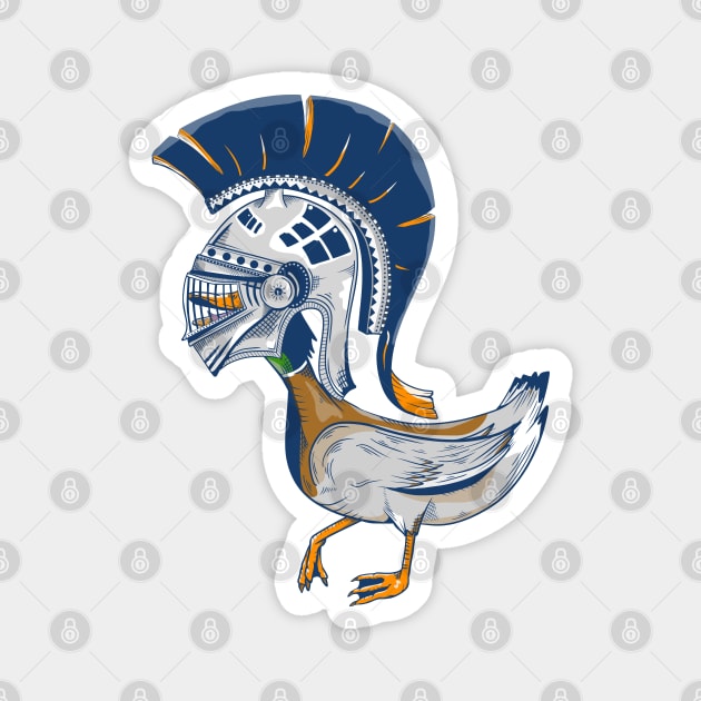 Duck wearing ancient Greek warriors helmet Magnet by mailboxdisco