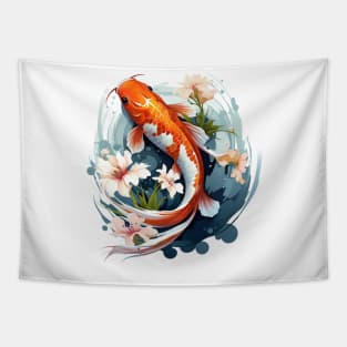 Koi Fish In A Pond Tapestry