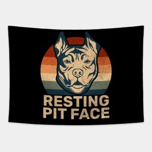 Vintage Pitbull Resting Pit Face - Funny Pitbull Lovers Tapestry