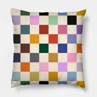 Multi Colour Checkerboard Squares Pillow