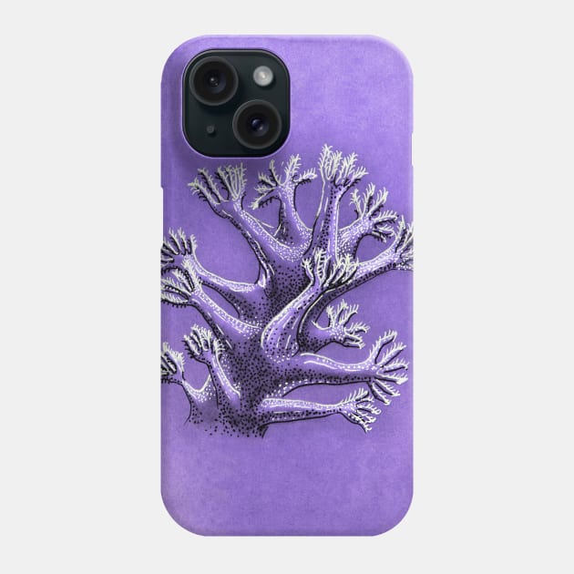 Purple Coral Line And Dots Ink Drawing Phone Case by Boriana Giormova