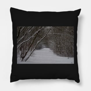 snow uk 2018 tree tunnel beast from the east Pillow