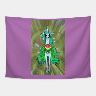 Rainbow Heart Llama Unicorn Superhero Tapestry