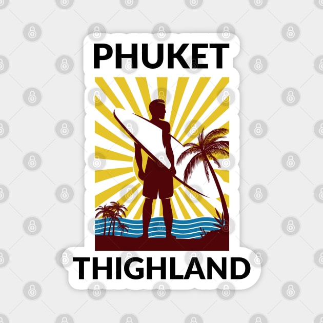 Retro Surfer Phuket Thighland Magnet by coloringiship