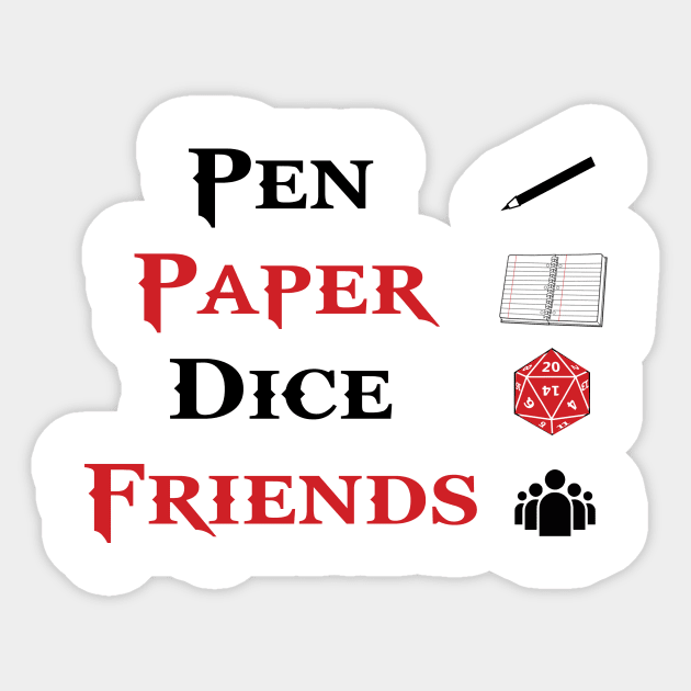 Friends playing tabletop RPG with dice - Pen & Paper Dice Friends Roleplaying Tabletop RPG Nerd T-Shirt For ...