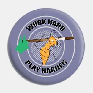 Ant running work hard play harder doodle drawing Pin