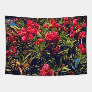 Pretty Red Flower with green leaves nature lovers beautiful photography design Tapestry