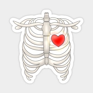 Ribcage With Red Shining Heart Magnet