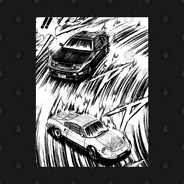 JDM Japanese Drift Racer Drifting Car Anime Manga Eurobeat Intensifies Aesthetic #4 by Neon Bang Bang