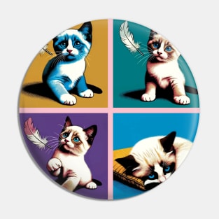 Snowshoe Pop Art - Cute Kitties Pin