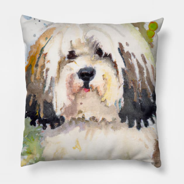 Havanese Watercolor Painting - Dog Lover Gifts Pillow by Edd Paint Something