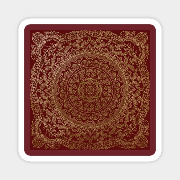 Mandala Royal - Red & Gold Magnet by MariaMahar