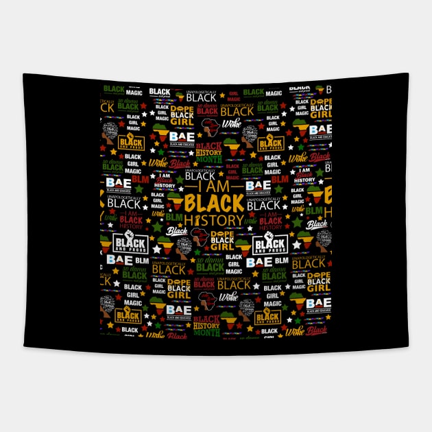 I Am Black History Month Pattern Tapestry by blackartmattersshop