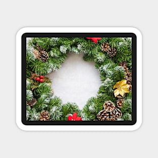 Close up of a Christmas Wreath with pine cones Magnet