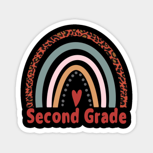 Second Grade Fun Gift Leopard Rainbow Design Magnet