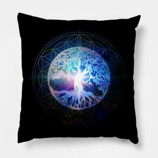 Luminous Tree of Life Mandala Pillow
