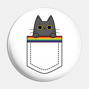 Pride cat in a pocket Pin