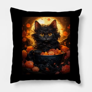 Witch Cats Ramen Cute Halloween Japanese Noodles Food Lover Pillow