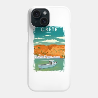 Crete Greece Vintage Minimal Retro Travel Poster Phone Case
