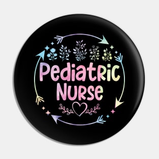 Pediatric Nurse cute floral watercolor Pin