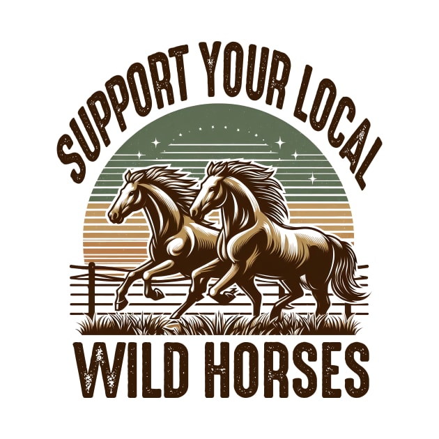 Support your Local Wild Horses Cowboys Cowgirls outdoors by ArtbyJester