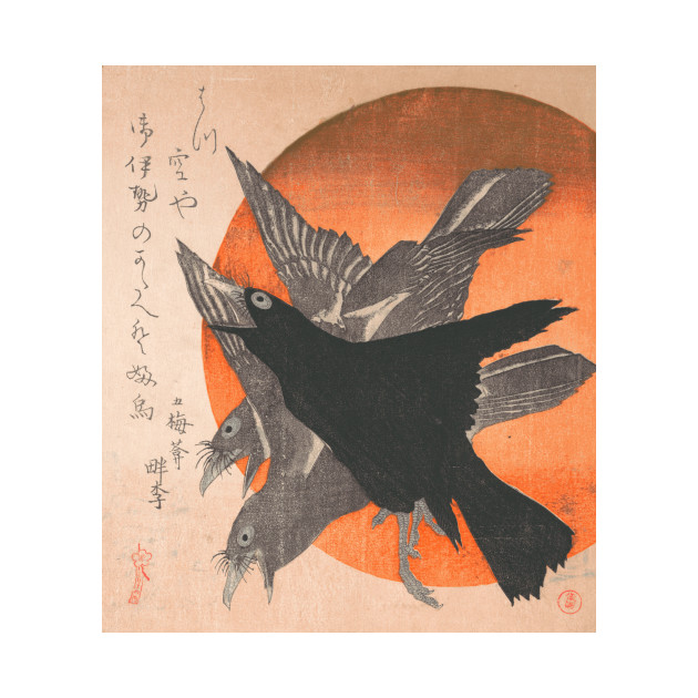 Three Crows Against the Sun (circa 1810) by Totoya Hokkei - Japanese - Phone Case