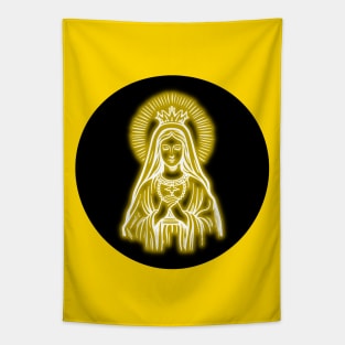 Gold Neon Blessed Virgin Mary Tapestry