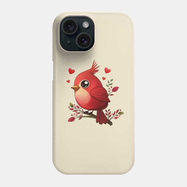 Lovey-Dovey Red Cardinal Yellow Phone Case by Anicue
