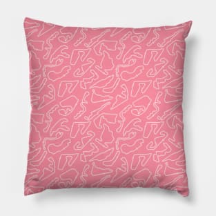 F1 Race Tracks in Salmon Pink Pillow