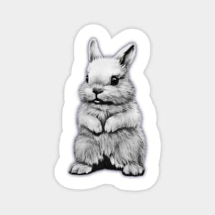 Monochrome Cute Rabbit Magnet