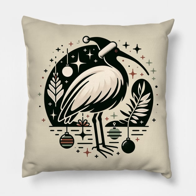 Bin Chicken Christmas Pillow by Retro Travel Design